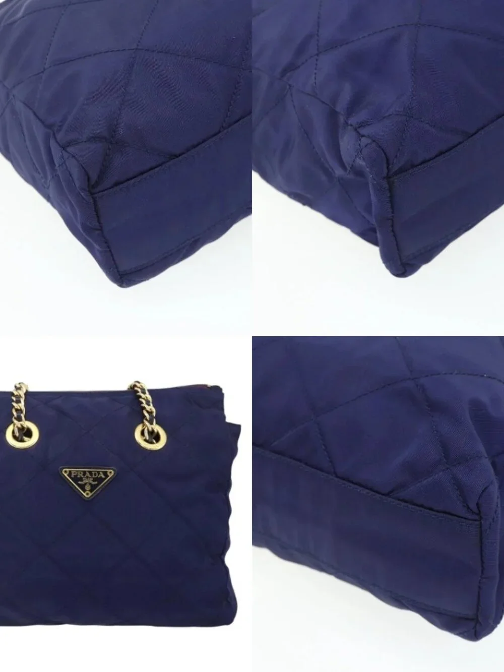 PRADA Chain Shoulder Bag Nylon Purple Gold Auth yk20261
